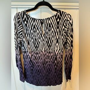 TART Ladies Women’s Size Extra Small Black White & Purple Long Sleeve Top
